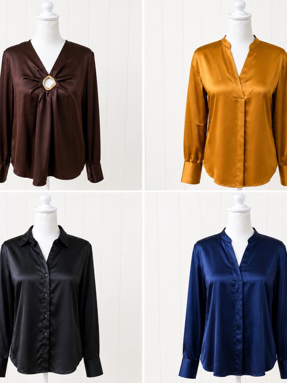 Donna Karan Banana Republic Ann Tylor Blouse Set in Brown, Gold, Black, Navy